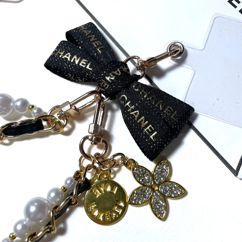 Handmade Upcycled Keychain, Repurposed From Chanel Ribbon With Unbranded Chain